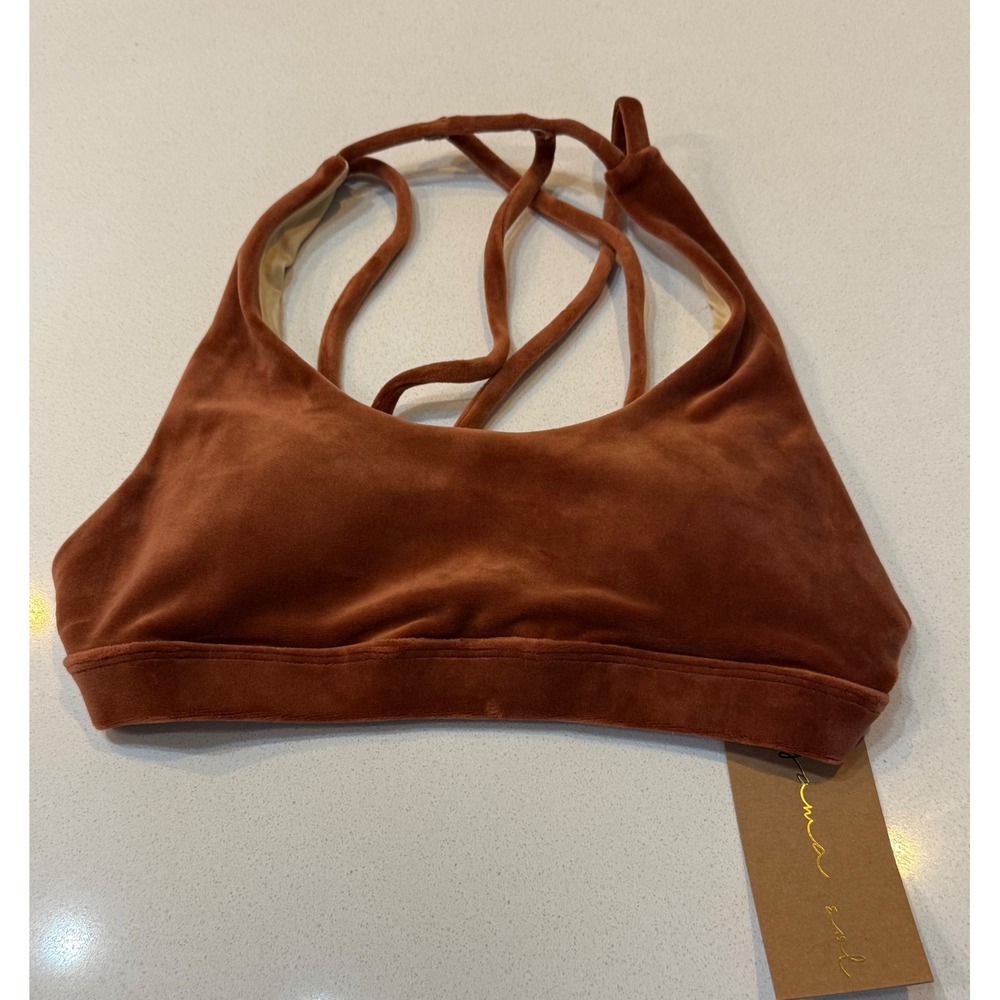 Niyama Sol Velour Dream Catcher Sports Bra Terracotta Rose XS/S Strappy Back